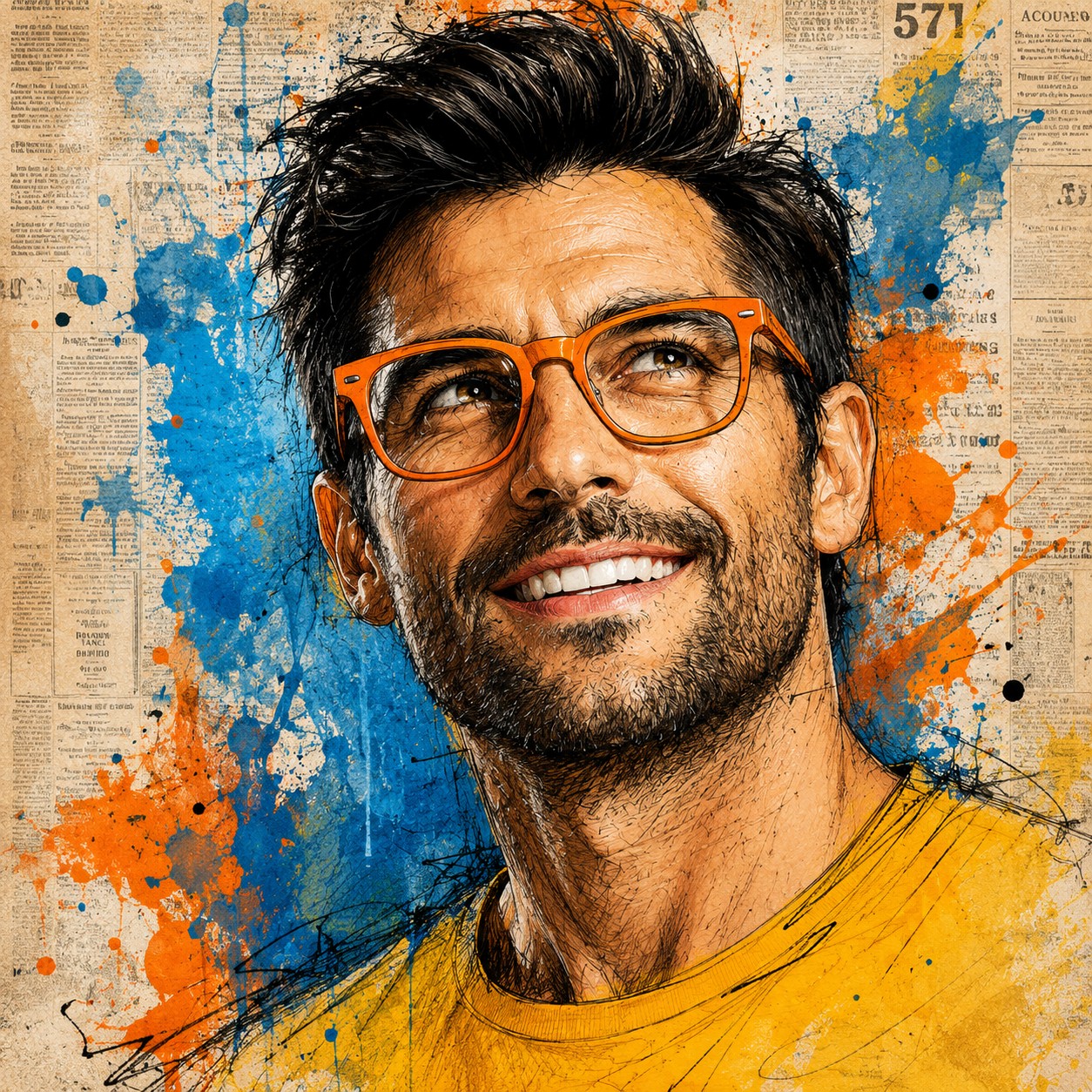 وێنەی خۆت ئەپلۆد بکە illustration of a cheerful man