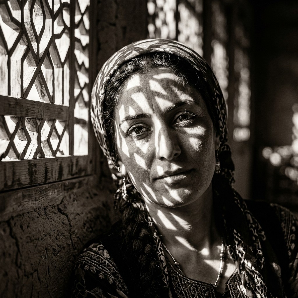 An artistic close-up portrait