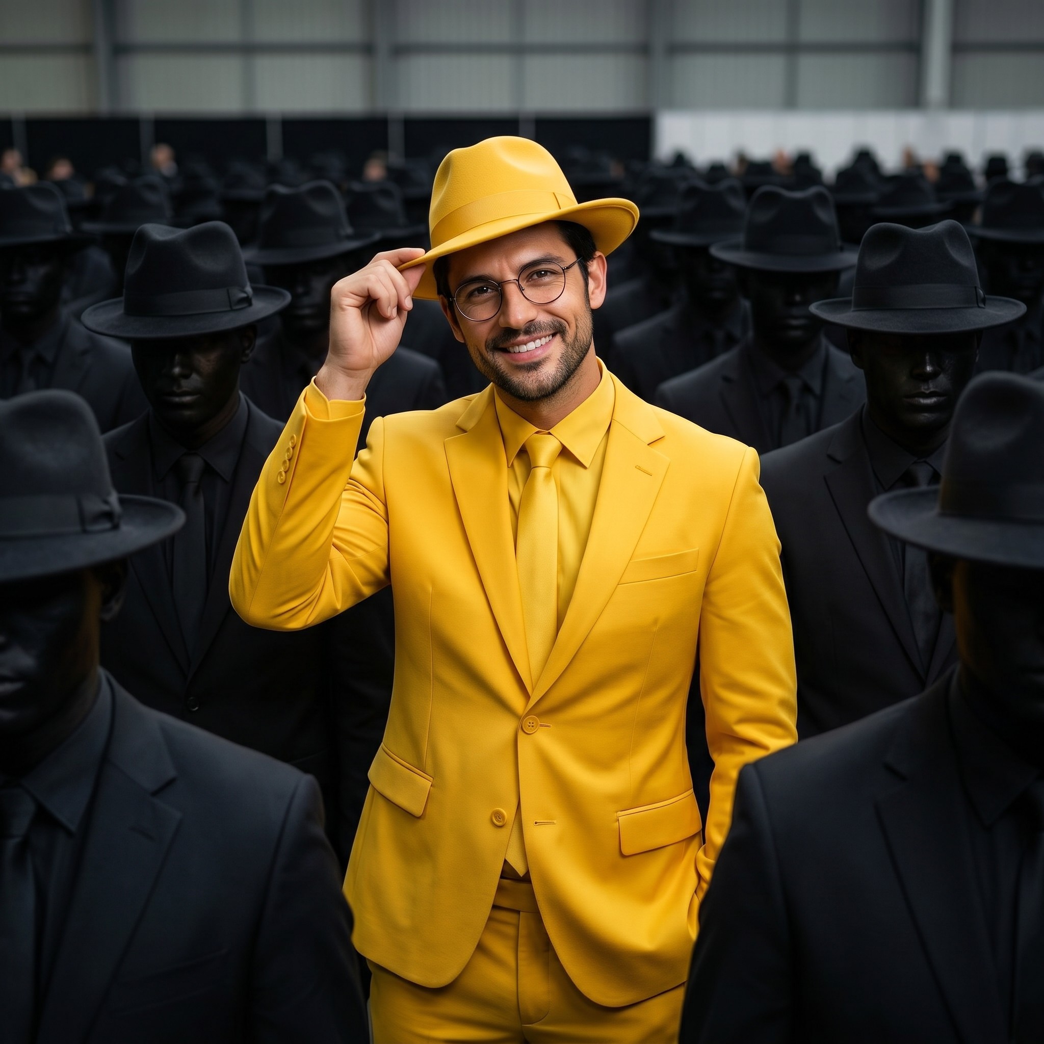 وێنەی خۆت ئەپلۆد بکە monochrome yellow tailored suit