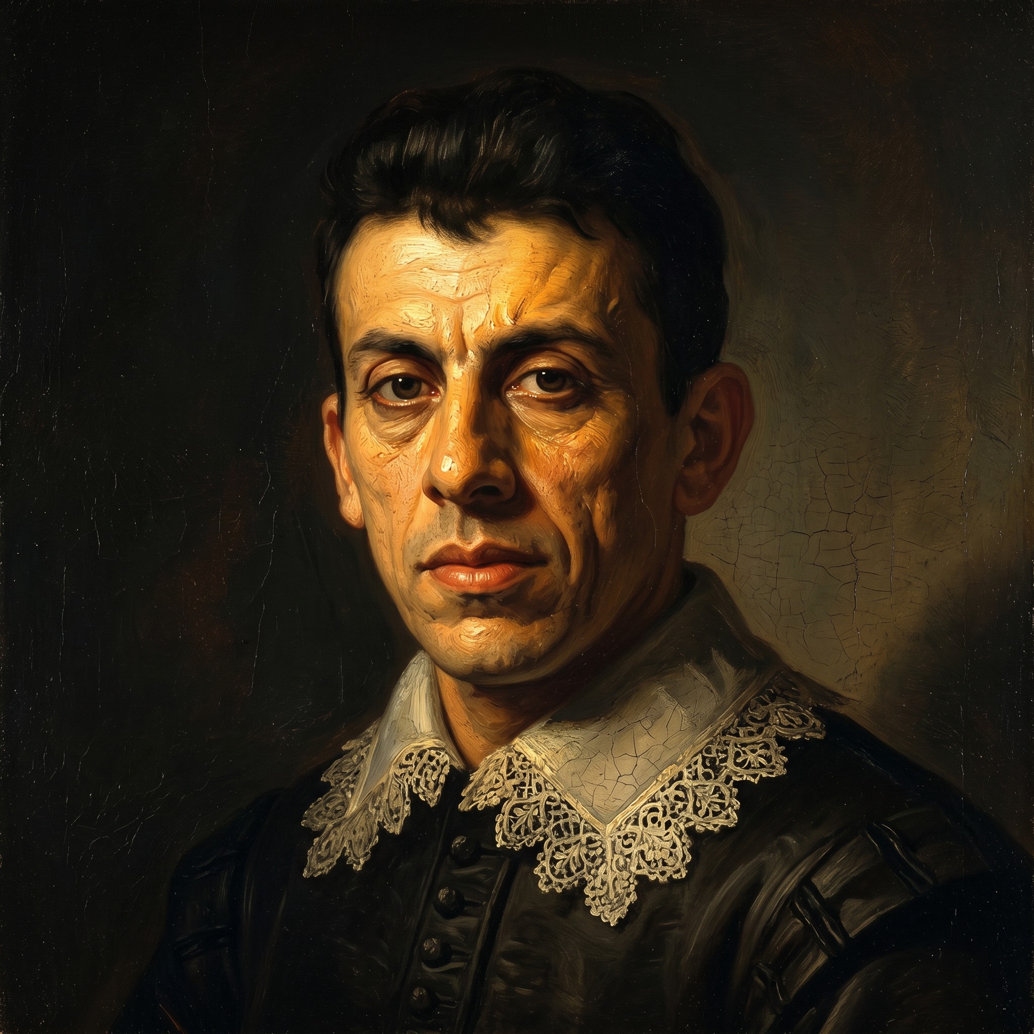 وێنەی خۆت ئەپلۆد بکە oil painting portrait in the style of Rembrandt