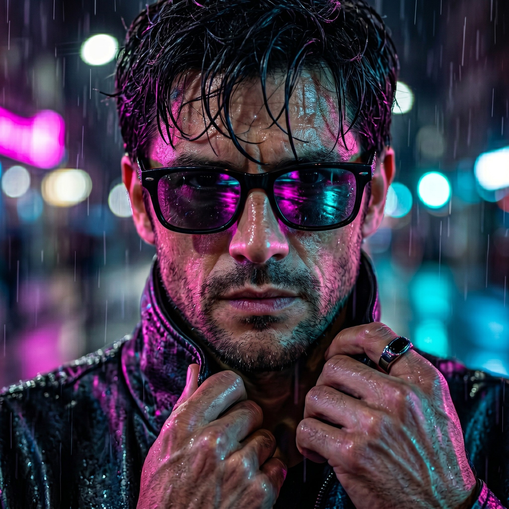 وێنەی خۆت ئەپلۆد بکە  man standing in a rain-soaked