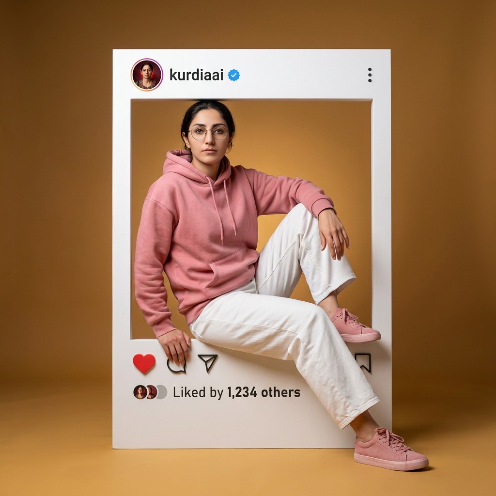 وێنەی خۆت ئەپلۆد بکە The frame features realistic social media