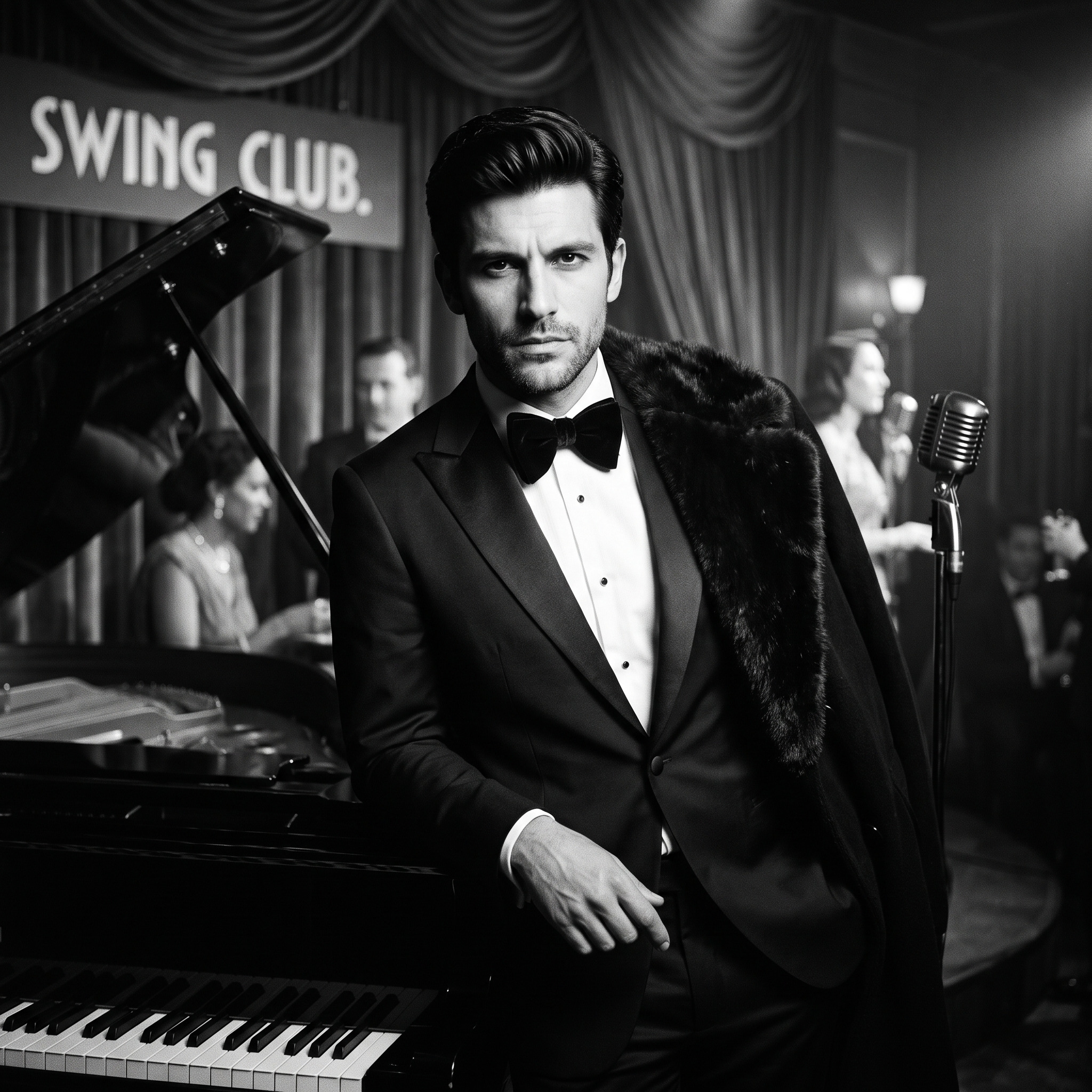 وێنەی خۆت ئەپلۆد بکە  A timeless, glamorous black and white full-body